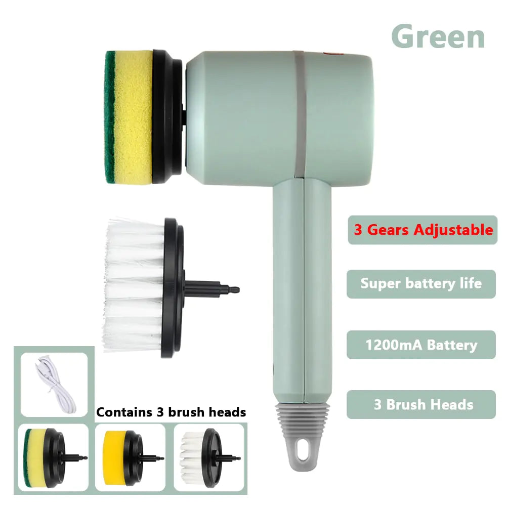 BluMUrban Electric Cleaning Brush 3 Brush Heads Cleaner Multifunctional