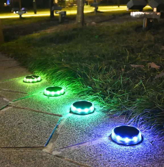 BluMUrban 4Pack Solar Ground Lights for Outdoor Garden Decoration